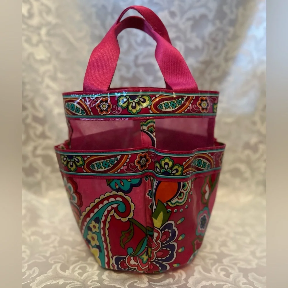 Vera Bradley Pink Paisley Shower Caddy, 10.5 Inch High, 7inch Radius